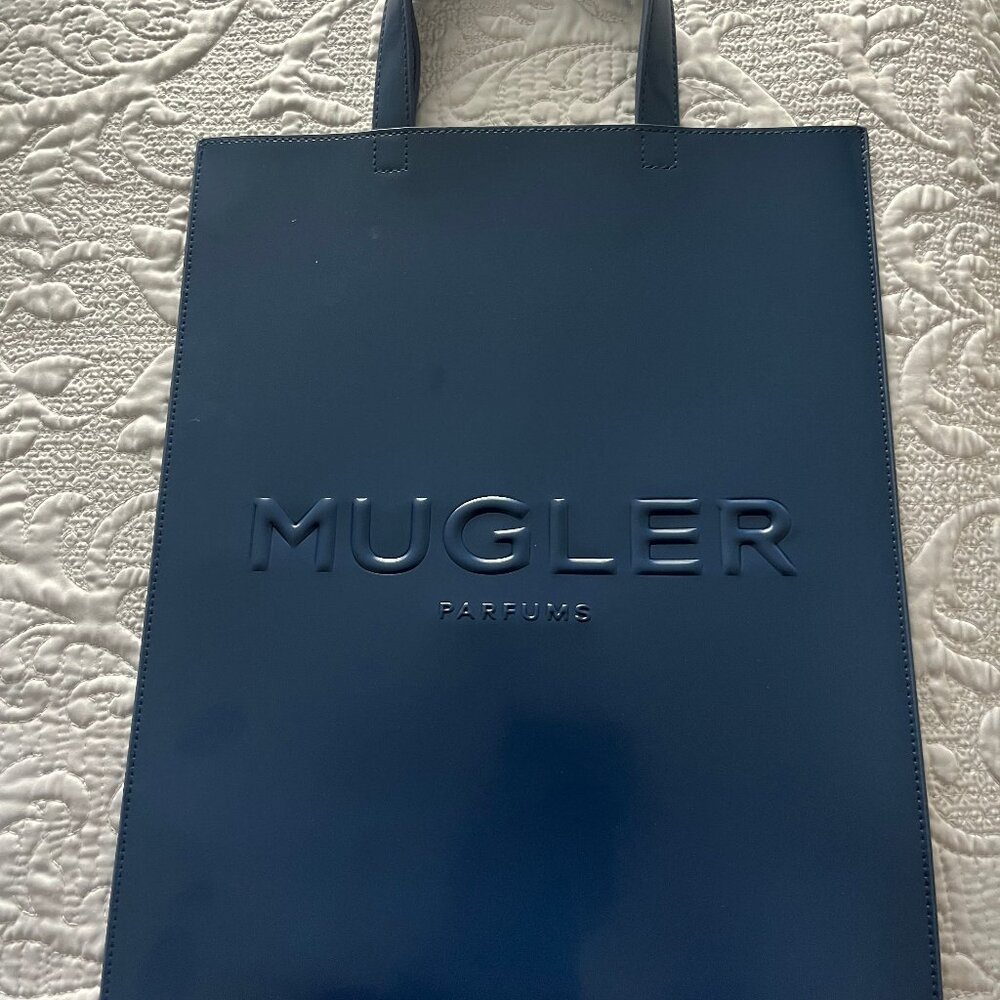 THIERRY MUGLER Blue Logo Signature Tote Bag (Unused)